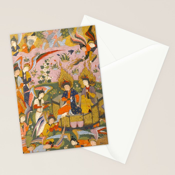 (Book of omens) Angels bow before Adam and Eve in Paradise Islamic Antique Art  Stationery Card Gallery Image 2