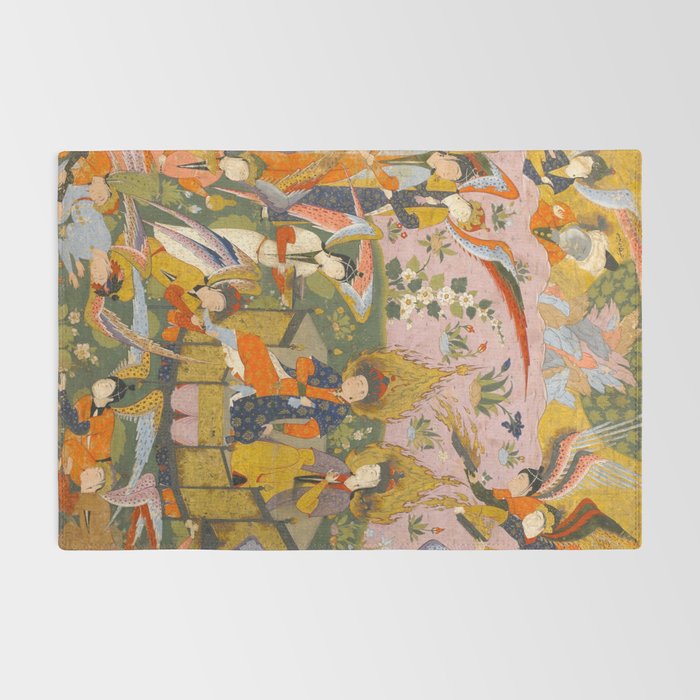 (Book of omens) Angels bow before Adam and Eve in Paradise Islamic Antique Art  Rug Gallery Image 2