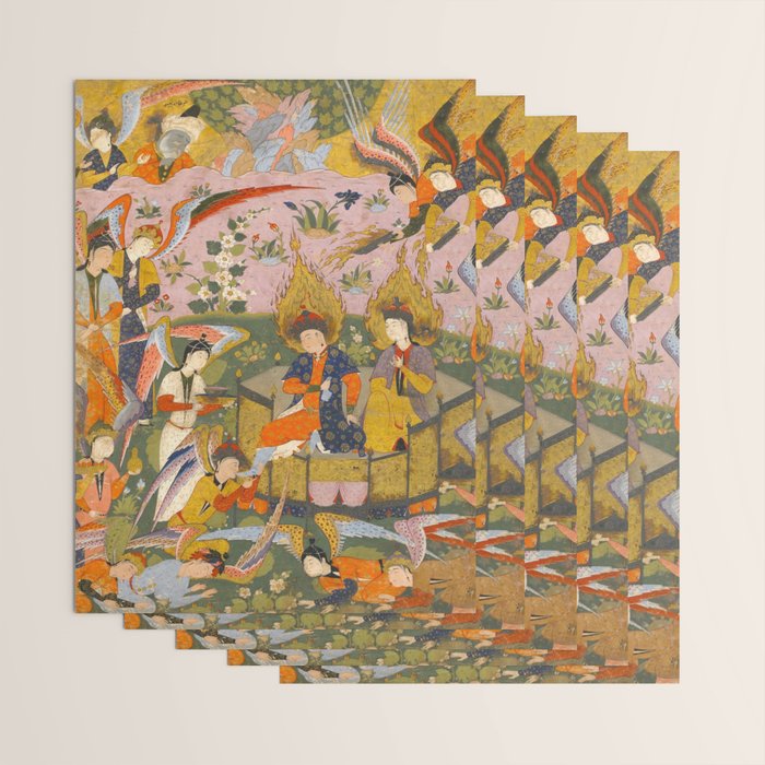 (Book of omens) Angels bow before Adam and Eve in Paradise Islamic Antique Art  Wrapping Paper Gallery Image 3