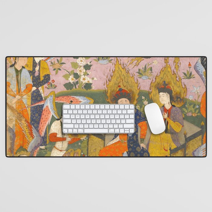 (Book of omens) Angels bow before Adam and Eve in Paradise Islamic Antique Art  Desk Mat Gallery Image 1