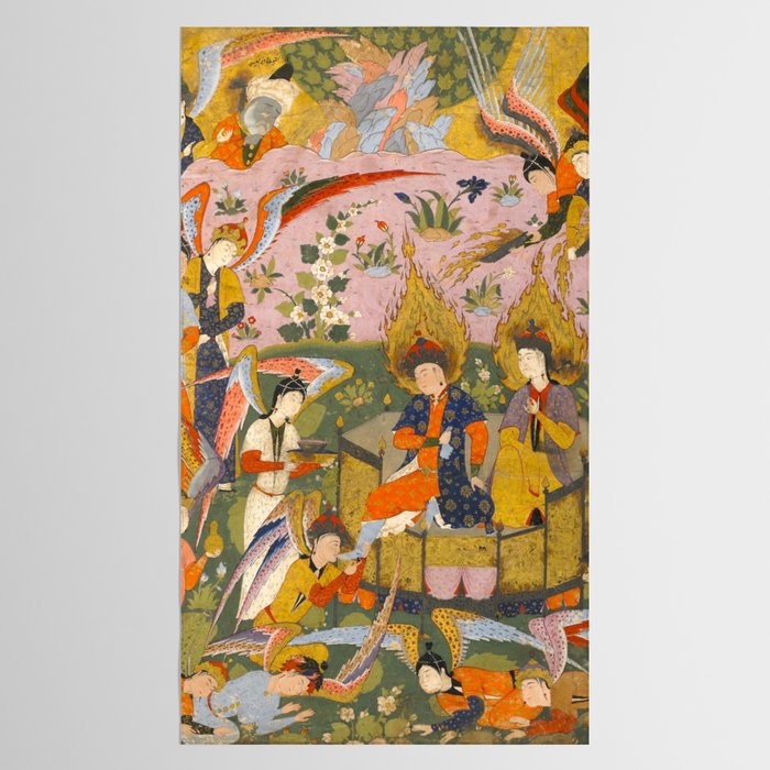 (Book of omens) Angels bow before Adam and Eve in Paradise Islamic Antique Art  Tablecloth Gallery Image 2