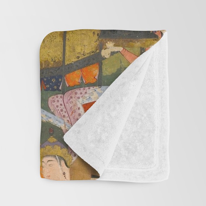 (Book of omens) Angels bow before Adam and Eve in Paradise Islamic Antique Art  Throw Blanket Gallery Image 3