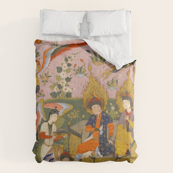 (Book of omens) Angels bow before Adam and Eve in Paradise Islamic Antique Art  Comforter Gallery Image 6