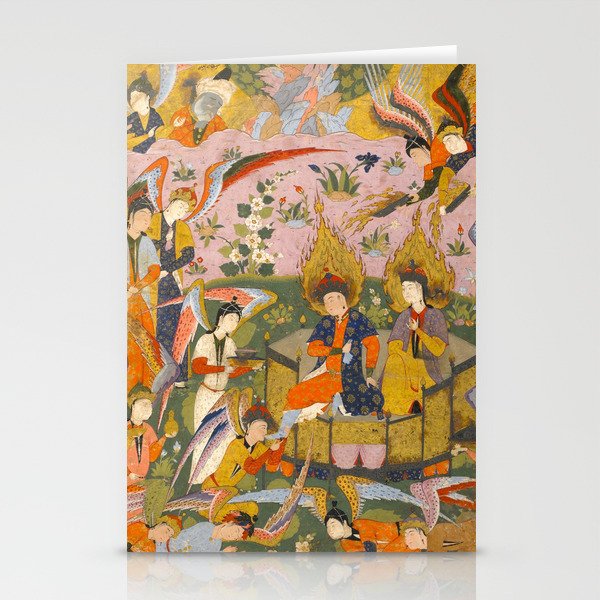 (Book of omens) Angels bow before Adam and Eve in Paradise Islamic Antique Art  Stationery Card Gallery Image 2