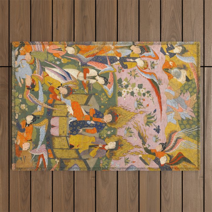 (Book of omens) Angels bow before Adam and Eve in Paradise Islamic Antique Art  Outdoor Rug Gallery Image 1