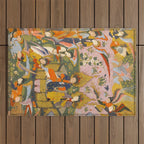 (Book of omens) Angels bow before Adam and Eve in Paradise Islamic Antique Art  Outdoor Rug Gallery Image 1