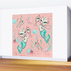 Merkittens with Pearls on blush Wall Mural Gallery Image 2