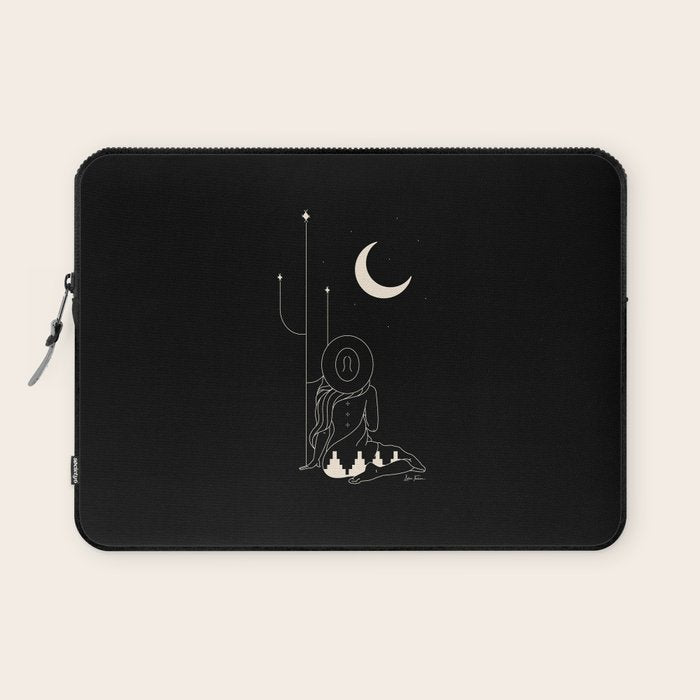 Talking to the Moon - Black and White Laptop Sleeve Gallery Image 1