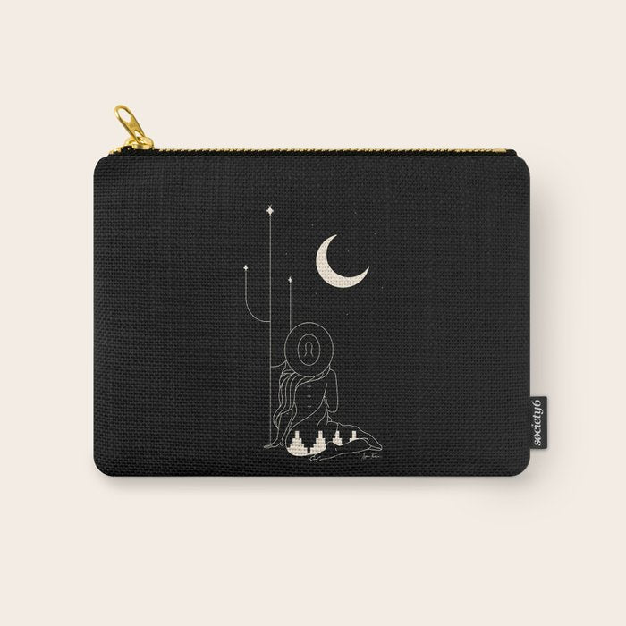 Talking to the Moon - Black and White Carry All Pouch