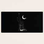 Talking to the Moon - Black and White Desk Mat Gallery Image 3