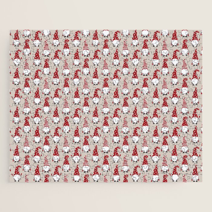 Christmas Gnomes Polka Pattern Jigsaw Puzzle Gallery Image 1