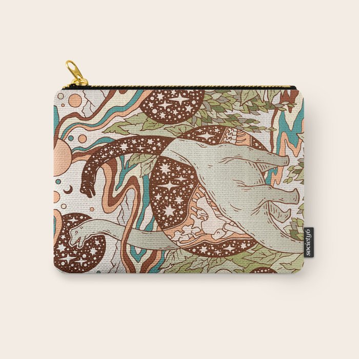 Jurassic Portal | Retro Rainbow Palette | Dinosaur Science Fiction Art Carry All Pouch Gallery Image 1