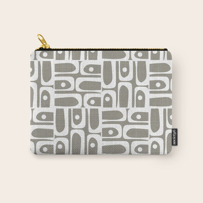 Mid Century Modern Piquet Geometric Multi Gray and White Pattern Carry All Pouch Gallery Image 1