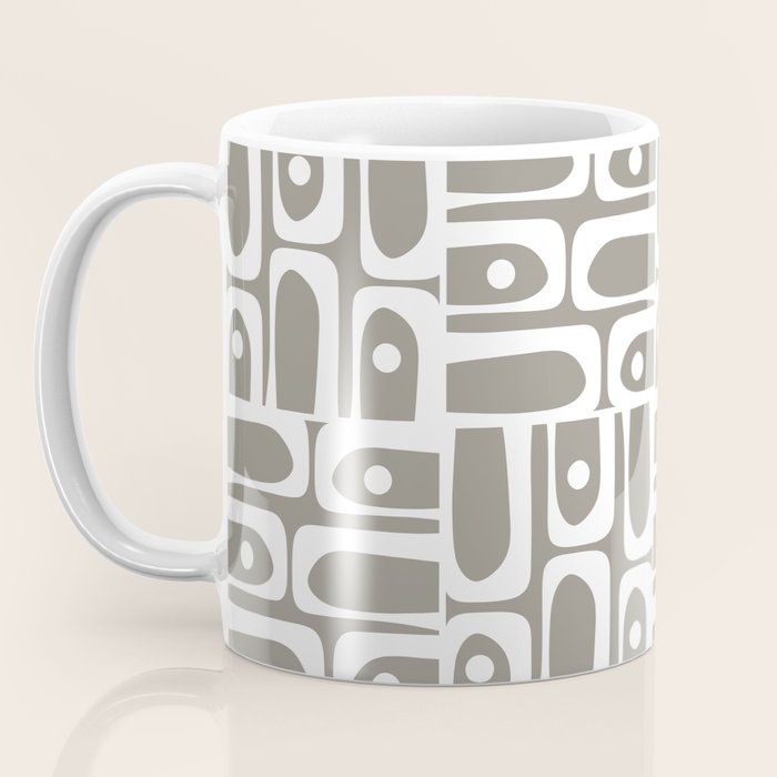 Mid Century Modern Piquet Geometric Multi Gray and White Pattern Coffee Mug Gallery Image 3