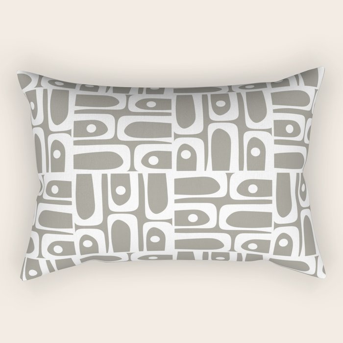 Mid Century Modern Piquet Geometric Multi Gray and White Pattern Rectangular Pillow Gallery Image 2