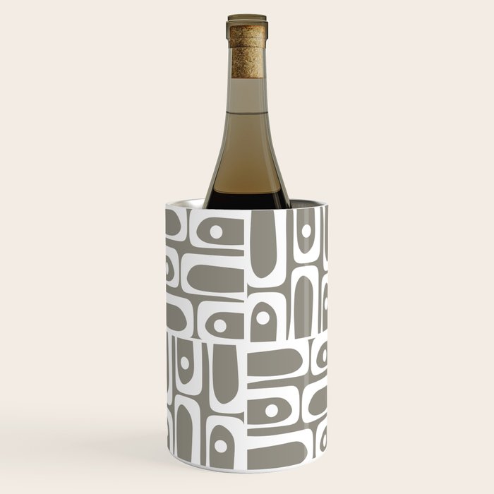 Mid Century Modern Piquet Geometric Multi Gray and White Pattern Wine Chiller Gallery Image 1