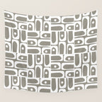 Mid Century Modern Piquet Geometric Multi Gray and White Pattern Wall Tapestry Gallery Image 4