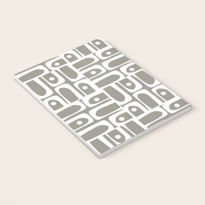 Mid Century Modern Piquet Geometric Multi Gray and White Pattern Notebook Gallery Image 3