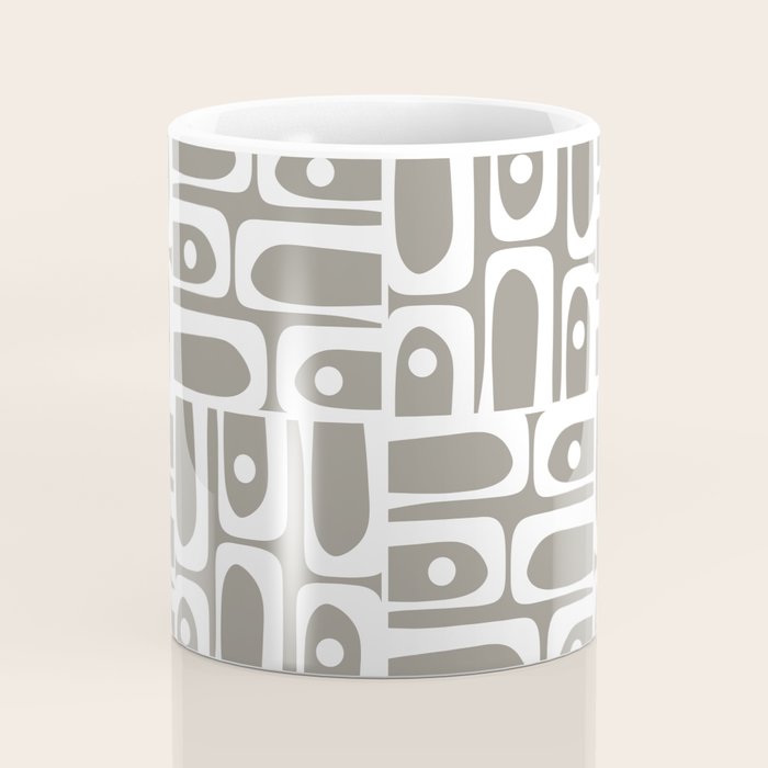 Mid Century Modern Piquet Geometric Multi Gray and White Pattern Coffee Mug Gallery Image 4