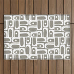 Mid Century Modern Piquet Geometric Multi Gray and White Pattern Outdoor Rug Gallery Image 1