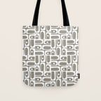 Mid Century Modern Piquet Geometric Multi Gray and White Pattern Tote Bag Gallery Image 1