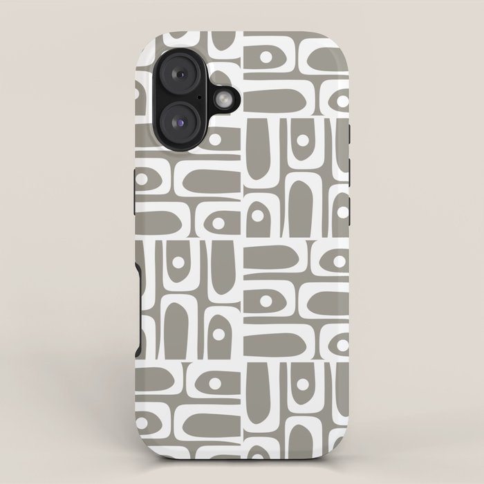 Mid Century Modern Piquet Geometric Multi Gray and White Pattern iPhone Case Gallery Image 1