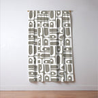 Mid Century Modern Piquet Geometric Multi Gray and White Pattern Window Curtain Gallery Image 3