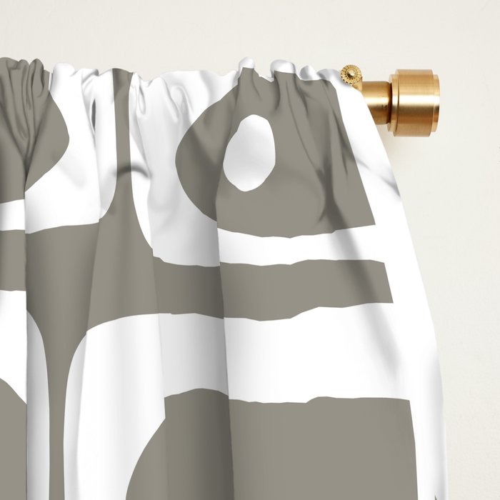 Mid Century Modern Piquet Geometric Multi Gray and White Pattern Window Curtain Gallery Image 2
