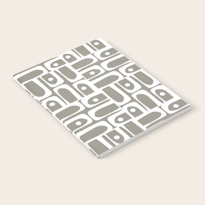 Mid Century Modern Piquet Geometric Multi Gray and White Pattern Notebook Gallery Image 2