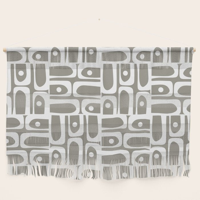 Mid Century Modern Piquet Geometric Multi Gray and White Pattern Wall Hanging Gallery Image 1