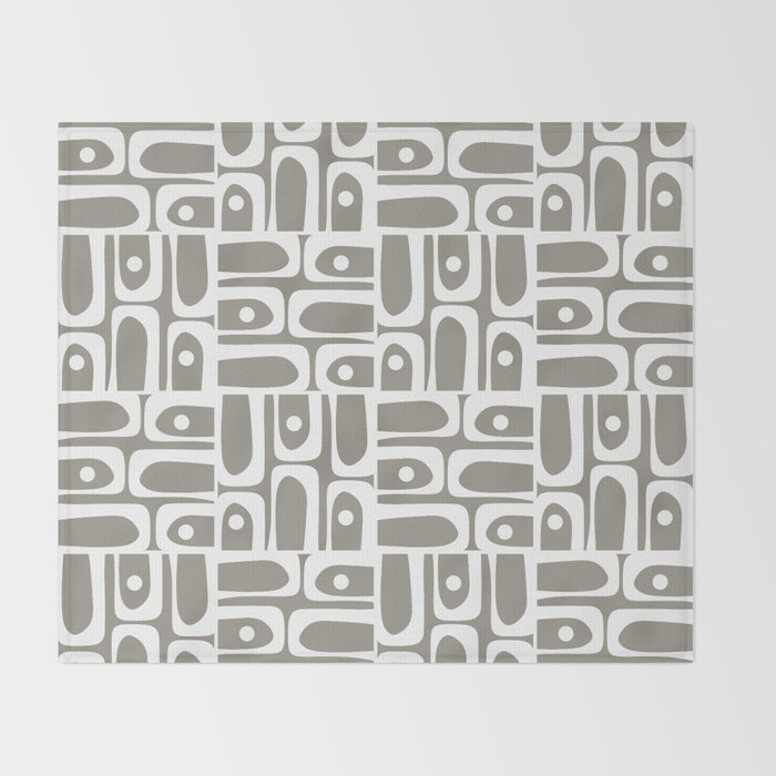 Mid Century Modern Piquet Geometric Multi Gray and White Pattern Throw Blanket Gallery Image 2