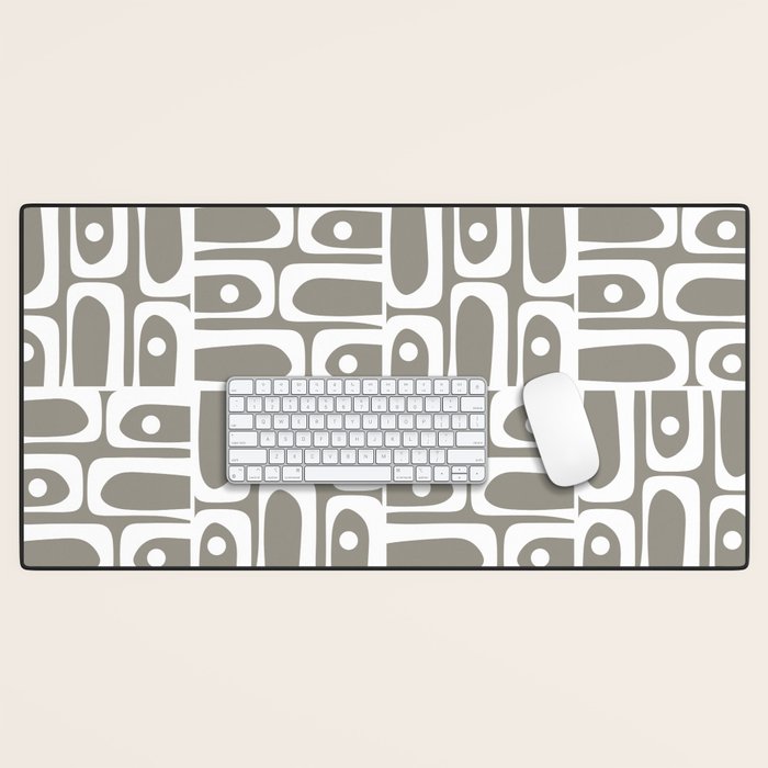 Mid Century Modern Piquet Geometric Multi Gray and White Pattern Desk Mat Gallery Image 1