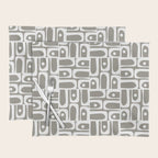 Mid Century Modern Piquet Geometric Multi Gray and White Pattern Placemat Gallery Image 1