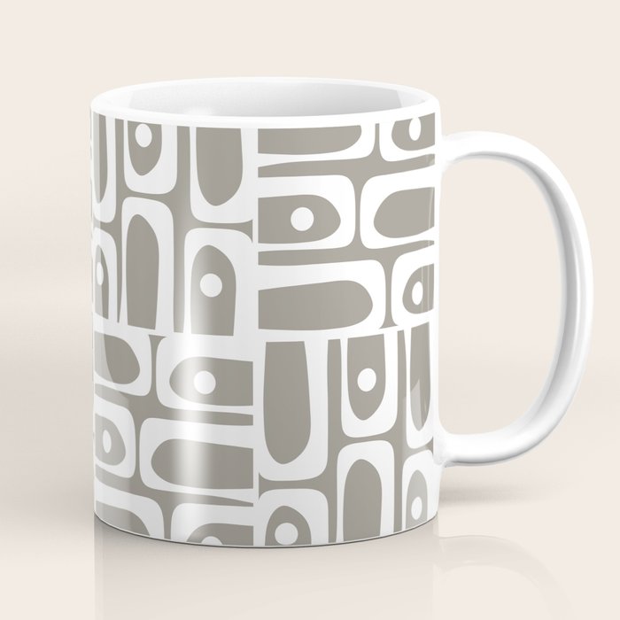 Mid Century Modern Piquet Geometric Multi Gray and White Pattern Coffee Mug Gallery Image 1