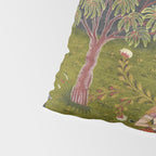 Indian Miniature Painted Illustration Princess In the Peacock Garden Floral Pose Pillow Sham Gallery Image 4
