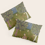 Indian Miniature Painted Illustration Princess In the Peacock Garden Floral Pose Pillow Sham Gallery Image 3