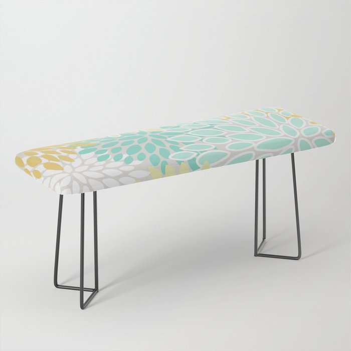 Floral Prints, Mint Green and Yellow, Modern Print Art Bench Gallery Image 1