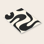 Contemporary Modern Abstract Soft Curves Pattern in Black and Almond Cream Notebook Gallery Image 3