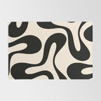 Contemporary Modern Abstract Soft Curves Pattern in Black and Almond Cream Rug Gallery Image 2