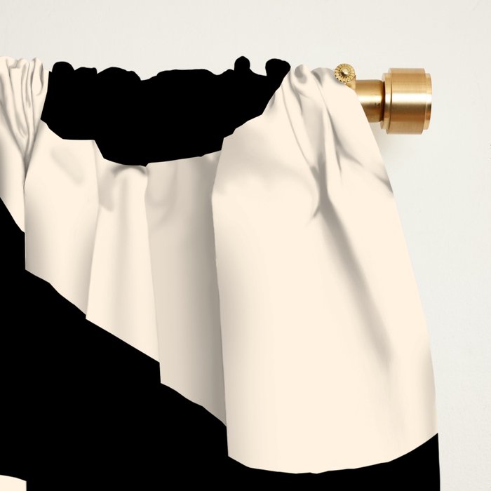 Contemporary Modern Abstract Soft Curves Pattern in Black and Almond Cream Window Curtain Gallery Image 2