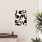 Contemporary Modern Abstract Soft Curves Pattern in Black and Almond Cream Poster Gallery Image 2