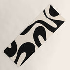 Contemporary Modern Abstract Soft Curves Pattern in Black and Almond Cream Yoga Mat Gallery Image 1