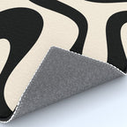 Contemporary Modern Abstract Soft Curves Pattern in Black and Almond Cream Rug Gallery Image 4