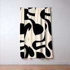Contemporary Modern Abstract Soft Curves Pattern in Black and Almond Cream Window Curtain Gallery Image 3