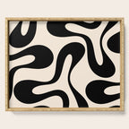 Contemporary Modern Abstract Soft Curves Pattern in Black and Almond Cream Serving Tray Gallery Image 1