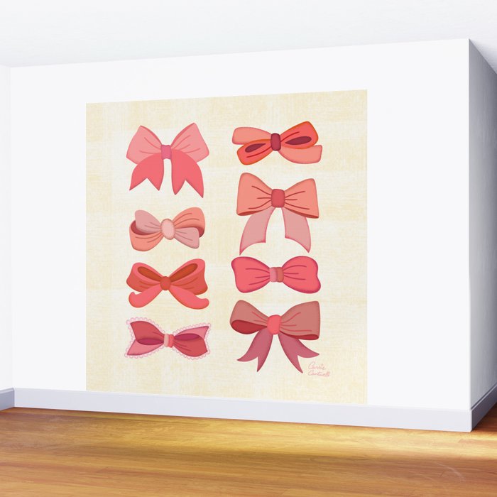 Vintage Pink Bows Wall Mural Gallery Image 2