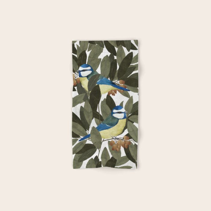 Blue tit and strawberry tree Bath Towel Gallery Image 1