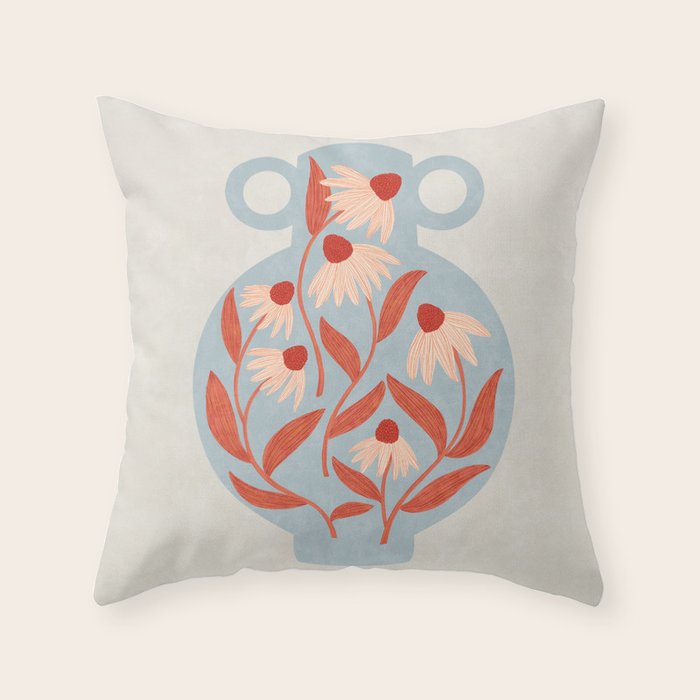 Blue Vase of Daisies Collection Throw Pillow Gallery Image 6