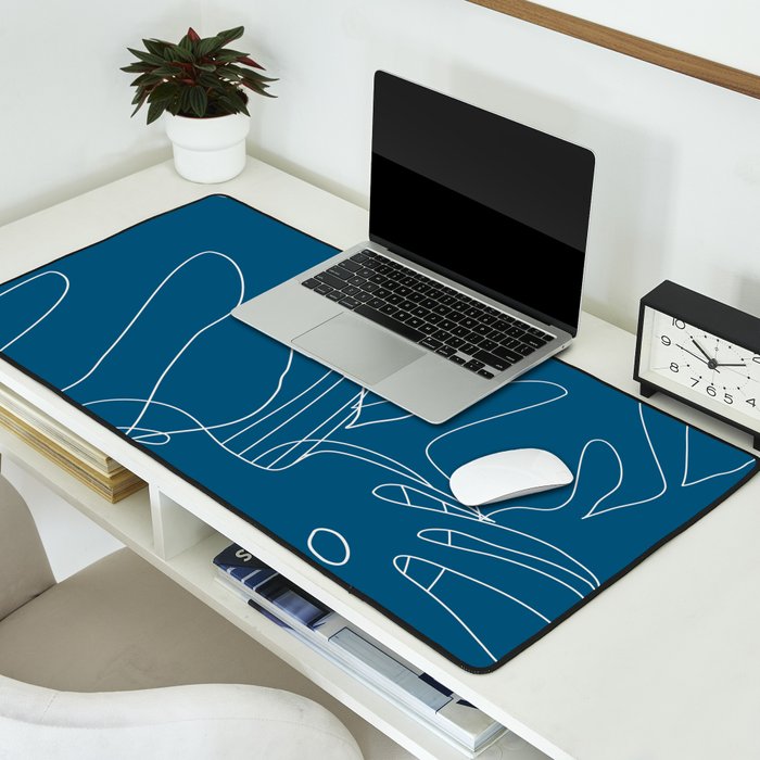 Monstera No2 Blue Desk Mat Gallery Image 2