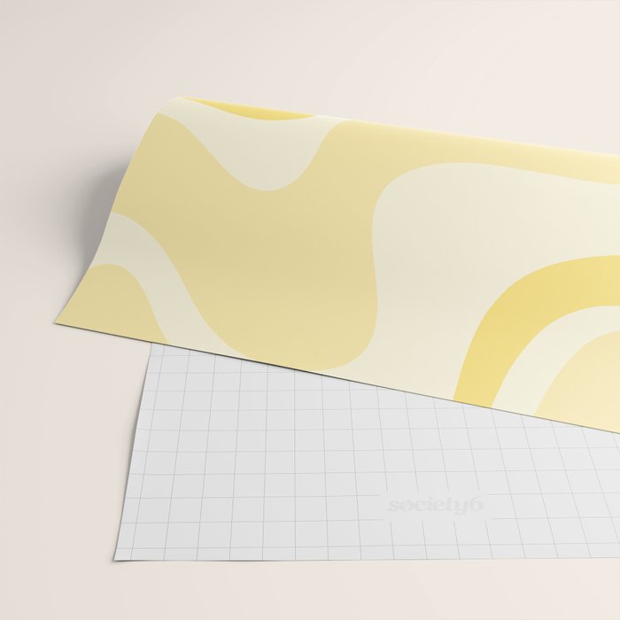 Retro Liquid Swirl Abstract Square in Soft Pale Pastel Yellow Wrapping Paper Gallery Image 2